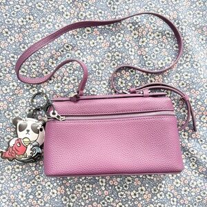 Leather Crossbody Shoulder Bag in purple